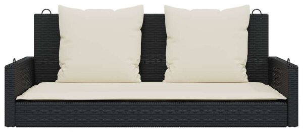 VidaXL Függőágy Hintapad - Fekete Polyrattan - 119x56x48cm