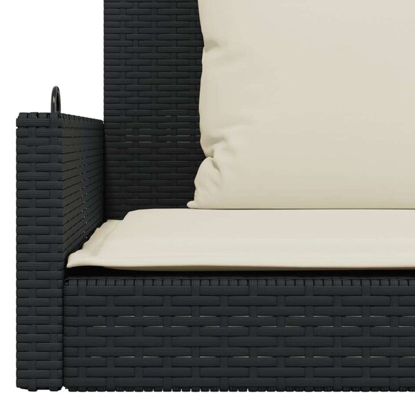 VidaXL Függőágy Hintapad - Fekete Polyrattan - 119x56x48cm