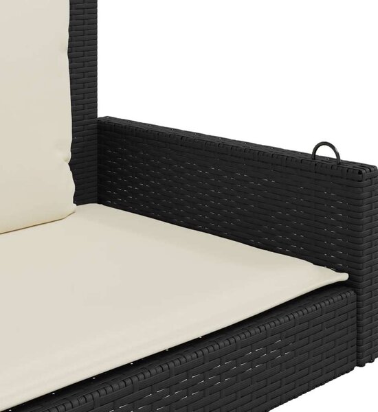 VidaXL Függőágy Hintapad - Fekete Polyrattan - 119x56x48cm