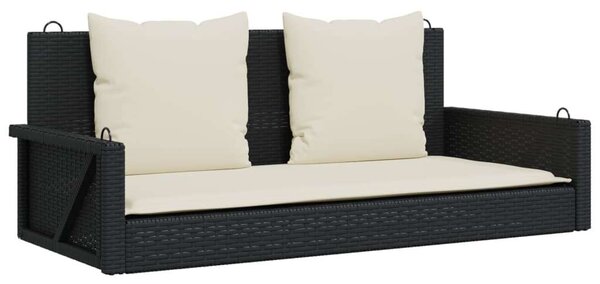 VidaXL Függőágy Hintapad - Fekete Polyrattan - 119x56x48cm