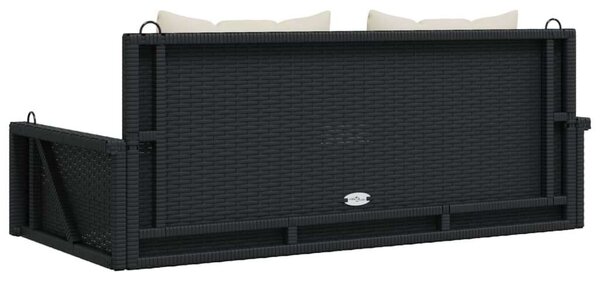 VidaXL Függőágy Hintapad - Fekete Polyrattan - 119x56x48cm