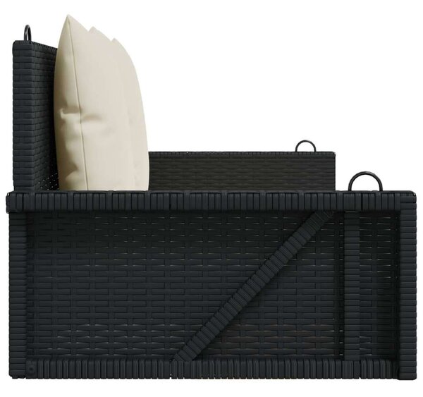 VidaXL Függőágy Hintapad - Fekete Polyrattan - 119x56x48cm