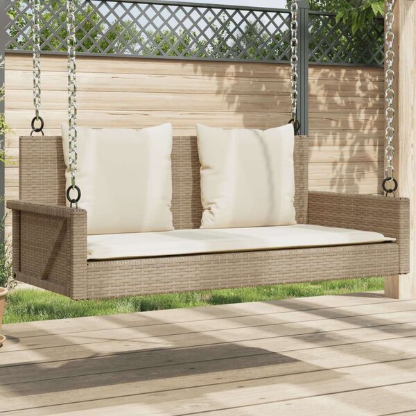 VidaXL bézs polyrattan hintapad párnával 119 x 56 x 48 cm