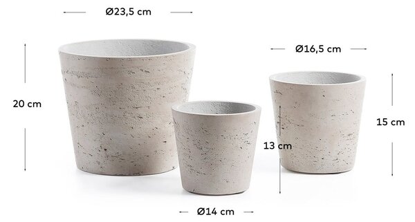 Beton virágcserép készlet 3 db-os ø 23,5 cm Low – Kave Home