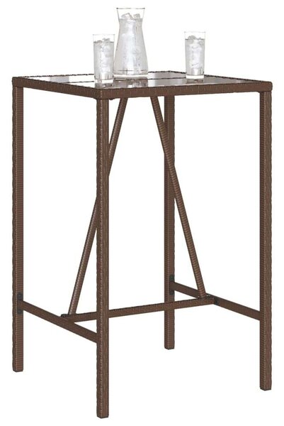 VidaXL barna polyrattan kültéri bárasztal 70 x 70 x 110 cm