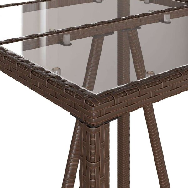 VidaXL barna polyrattan kültéri bárasztal 70 x 70 x 110 cm