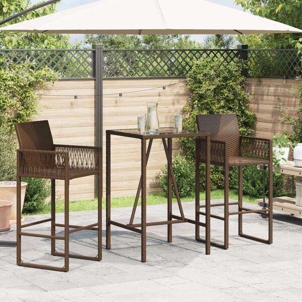 VidaXL barna polyrattan kültéri bárasztal 70 x 70 x 110 cm