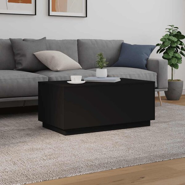 Fekete dohányzóasztal LED-lámpákkal 90x50x40 cm