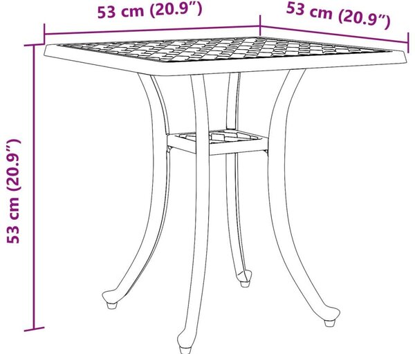 VidaXL Zöld Öntött Alumínium Kerti Asztalka - 53x53x53 cm