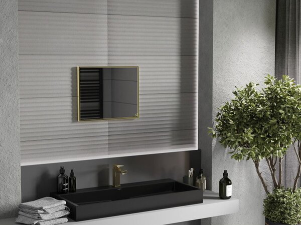 Mexen Loft, téglalap alakú fürdőszobai tükör 50 x 40 cm, keret színe arany fényes, 9852-050-040-000-50