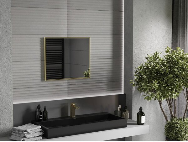 Mexen Loft, téglalap alakú fürdőszobai tükör 60 x 50 cm, keret színe arany fényes, 9852-060-050-000-50