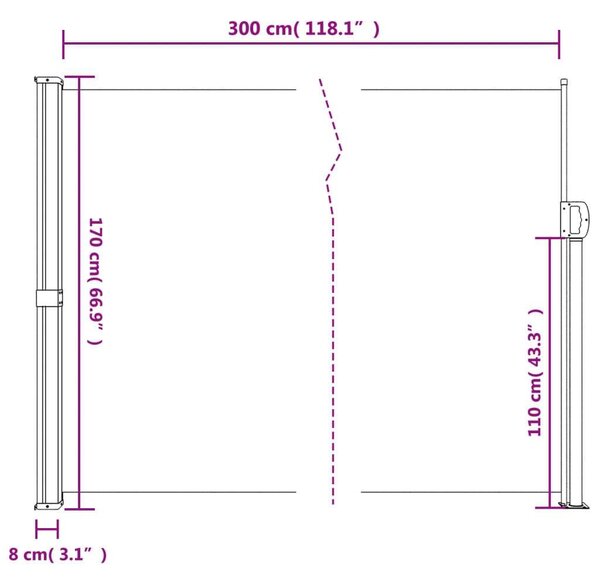 VidaXL Behúzható Napellenző - Fehér - 170x300 cm