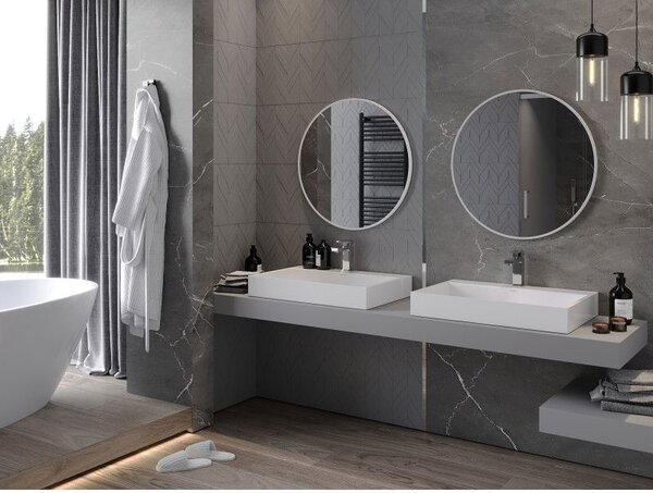 Mexen Loft, kerek fürdőszobai tükör 70 cm, keret színe fehér, 9850-070-070-000-20