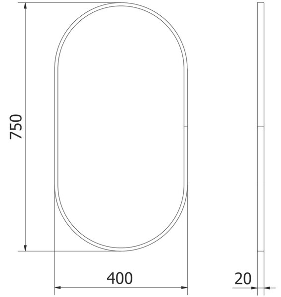 Mexen Loft, ovális fürdőszobai tükör 75 x 40 cm, keret színe arany fényes, 9851-075-040-000-50