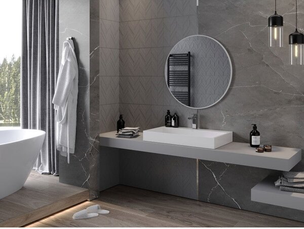Mexen Loft, kerek fürdőszobai tükör 80 cm, keret színe fehér, 9850-080-080-000-20