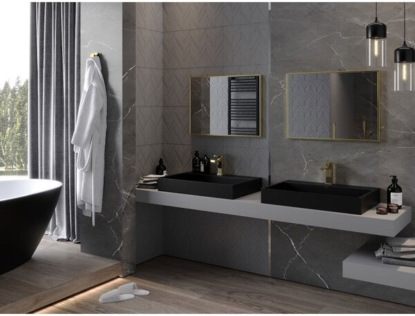 Mexen Loft, téglalap alakú fürdőszobai tükör 70 x 50 cm, keret színe arany fényes, 9852-070-050-000-50