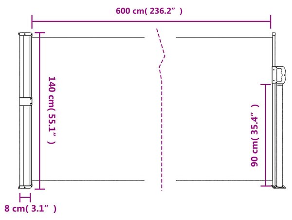 VidaXL Behúzható Napellenző - Bézs - 140x600 cm