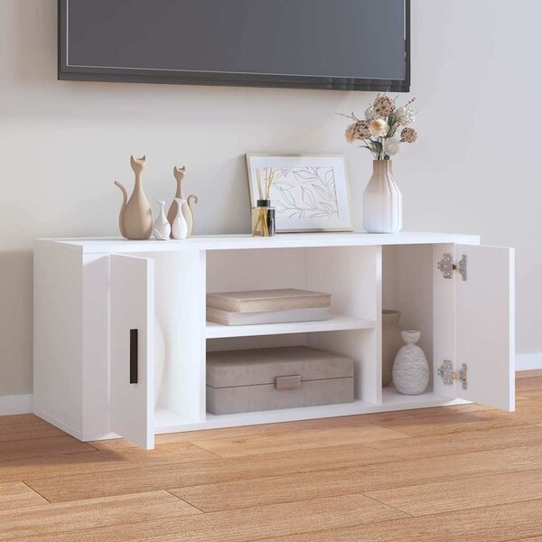 Fehér szerelt fa TV-szekrény 100 x 35 x 40 cm