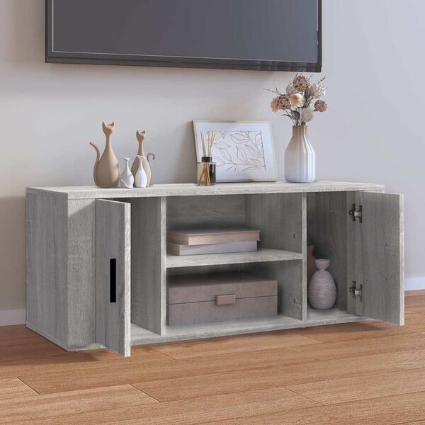 Szürke sonoma színű szerelt fa TV-szekrény 100 x 35 x 40 cm