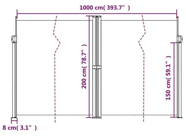 VidaXL Behúzható Napellenző - Terrakotta - 200x1000 cm