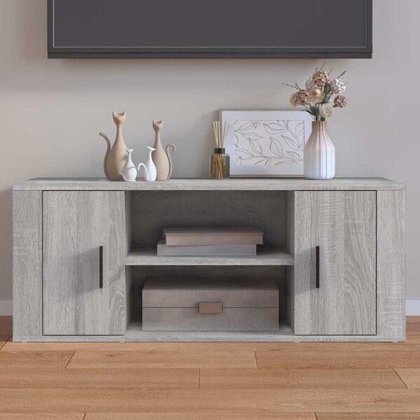 Szürke sonoma színű szerelt fa TV-szekrény 100 x 35 x 40 cm