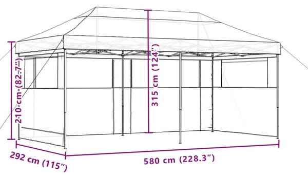 Vidaxl Pop-up Rendezvénysátor - Narancssárga - 580x292x315cm