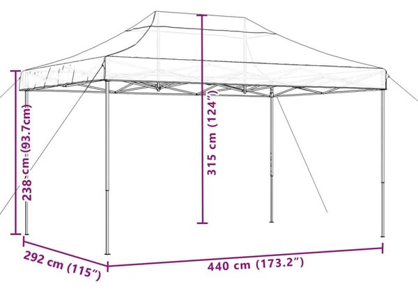 VidaXL Pop-up Rendezvénysátor - 440x292x315 cm, Barna