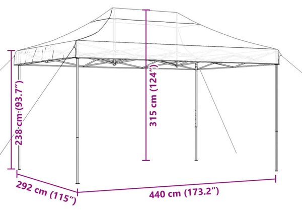 VidaXL Összecsukható Rendezvénysátor - Fekete - 440x292x315 cm