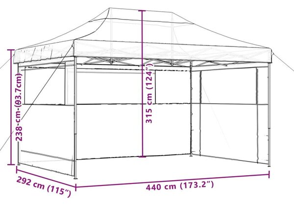 VidaXL Rendezvénysátor - Fekete - 440x292x315cm