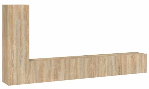 3 részes sonoma tölgy színű szerelt fa TV-szekrényszett