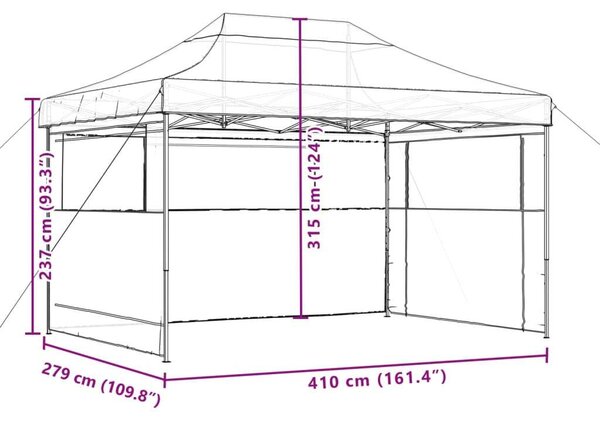 VidaXL Összecsukható Rendezvénysátor - Fekete - 410x279x315cm