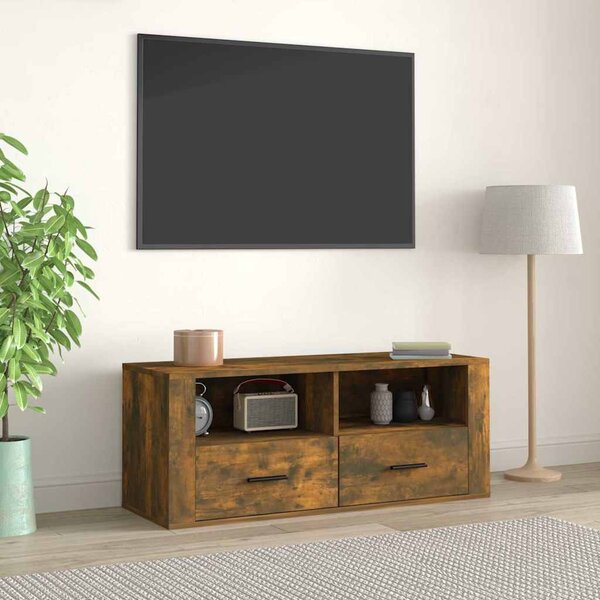 Füstös tölgy színű szerelt fa TV-szekrény 100 x 35 x 40 cm
