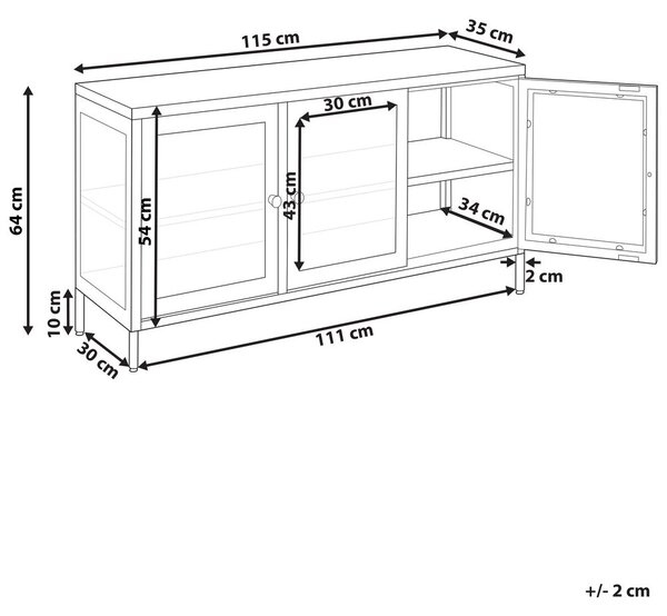 Vitrin NEWPORT Fém 115 cm Aranybarna
