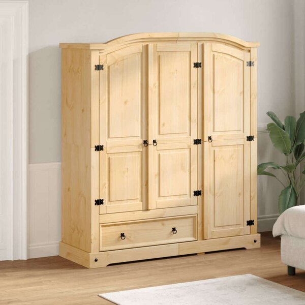 VidaXL Corona Gardróbszekrény - Tömör Fenyőfa - 151,5x52x170 cm