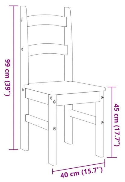 VidaXL Tömör Fenyőfa Étkezőszék - 2 db - 40x46x99 cm