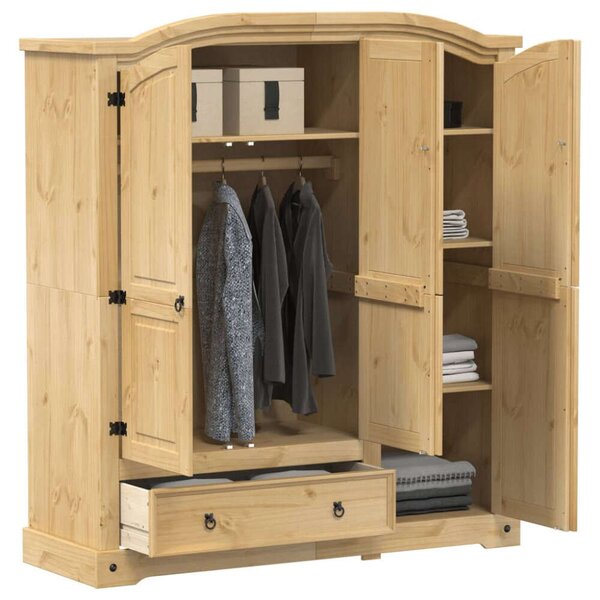 VidaXL Corona Gardróbszekrény - Tömör Fenyőfa - 151,5x52x170 cm
