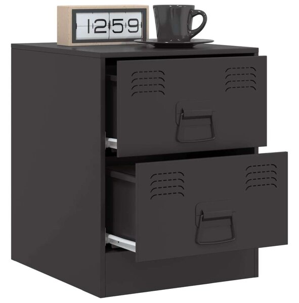 VidaXL Acél Éjjeliszekrény Szett - 2 db - Fekete - 34,5x39x44 cm