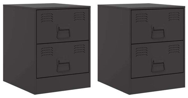 VidaXL Acél Éjjeliszekrény Szett - 2 db - Fekete - 34,5x39x44 cm
