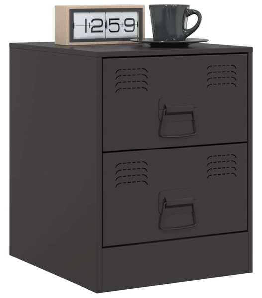 VidaXL Acél Éjjeliszekrény Szett - 2 db - Fekete - 34,5x39x44 cm