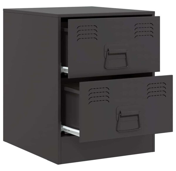VidaXL Acél Éjjeliszekrény Szett - 2 db - Fekete - 34,5x39x44 cm