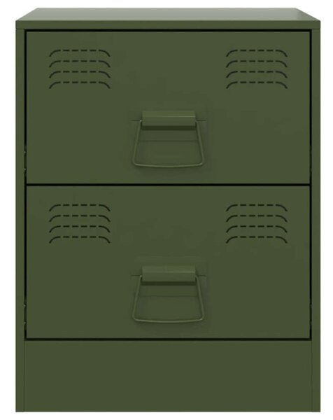 VidaXL Zöld Acél Éjjeliszekrény - 2 db - 34,5x39x44 cm