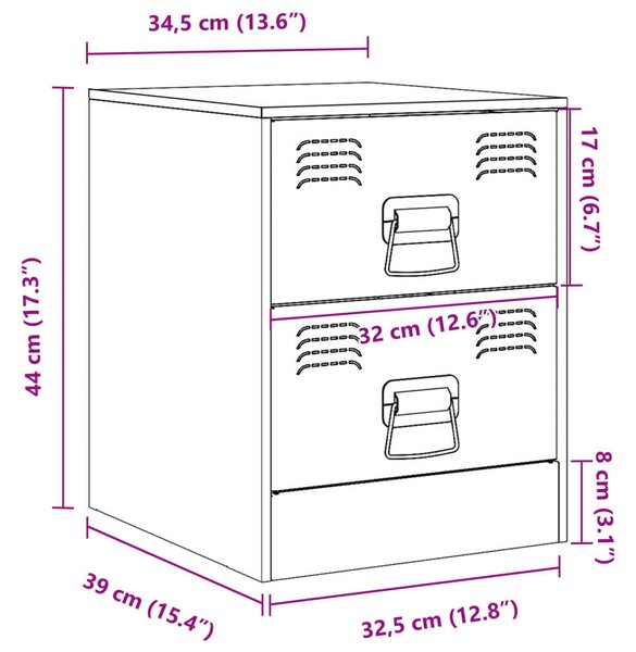 VidaXL Rózsaszín Fém Éjjeliszekrény (2 db) - 34,5x39x44 cm