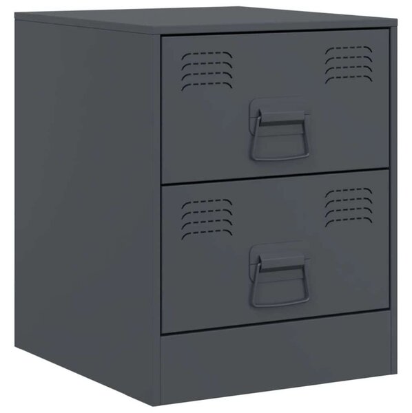 VidaXL Acél Éjjeliszekrény - 2 db - Antracit Szürke - 34,5x39x44 cm