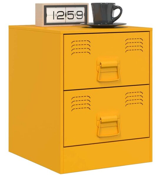 VidaXL Sárga Fém Éjjeliszekrény 2 db-os Szett - 34,5x39x44 cm
