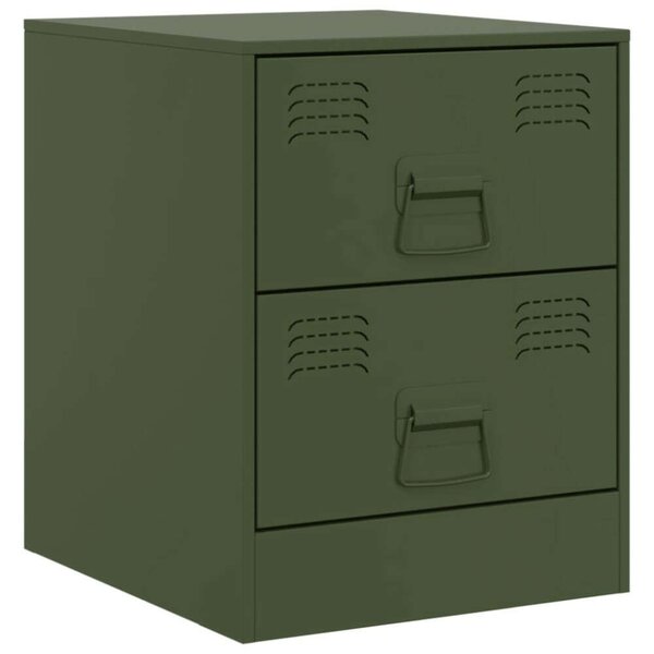 VidaXL Zöld Acél Éjjeliszekrény - 2 db - 34,5x39x44 cm