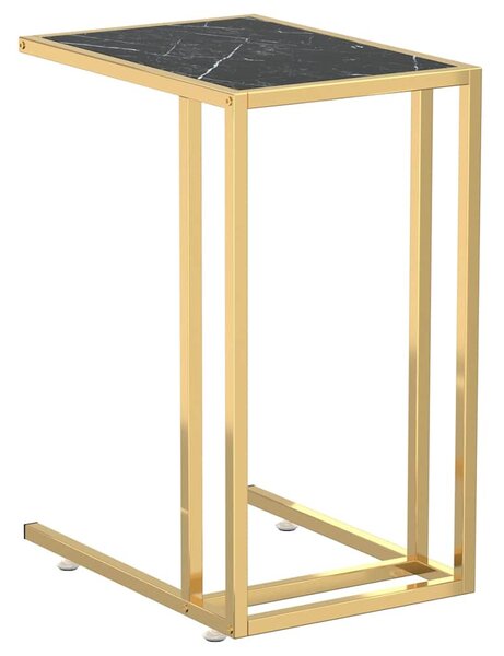 Fekete márvány edzett üveg számítógép-kisasztal 50 x 35 x 65 cm
