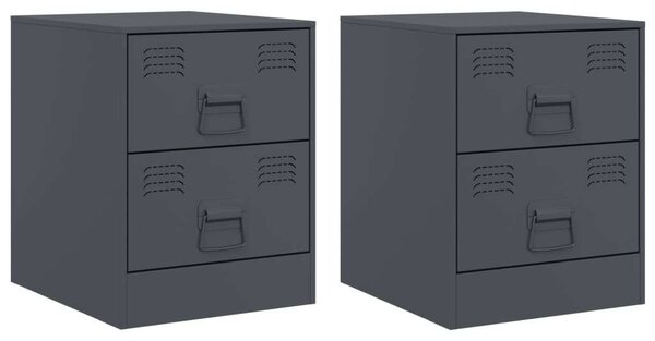 VidaXL Acél Éjjeliszekrény - 2 db - Antracit Szürke - 34,5x39x44 cm
