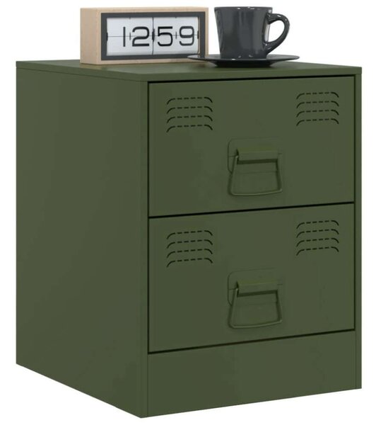 VidaXL Zöld Acél Éjjeliszekrény - 2 db - 34,5x39x44 cm