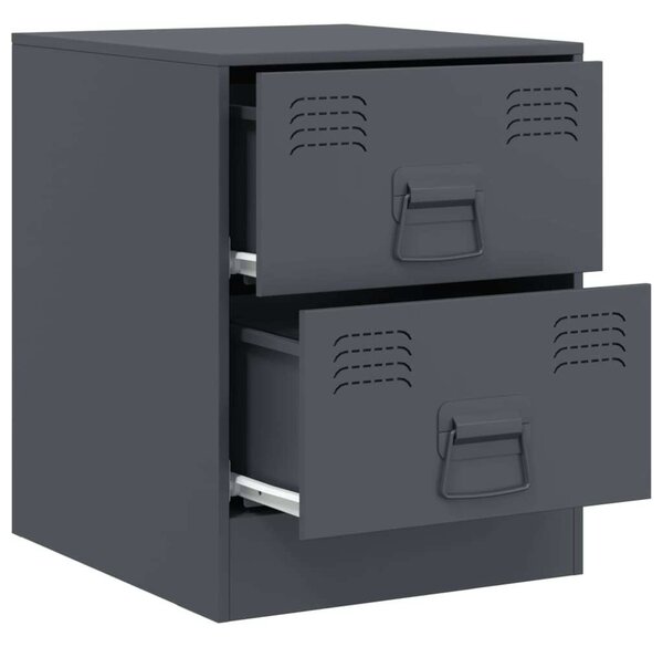 VidaXL Acél Éjjeliszekrény - 2 db - Antracit Szürke - 34,5x39x44 cm