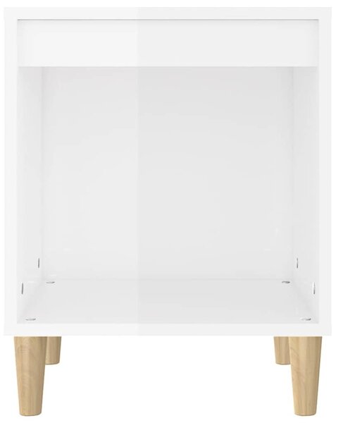 2 db magasfényű fehér éjjeliszekrény 40x35x50 cm